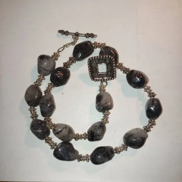 Tourmalinated Quartz Necklace & Bracelet Set - Picture 2 of 3